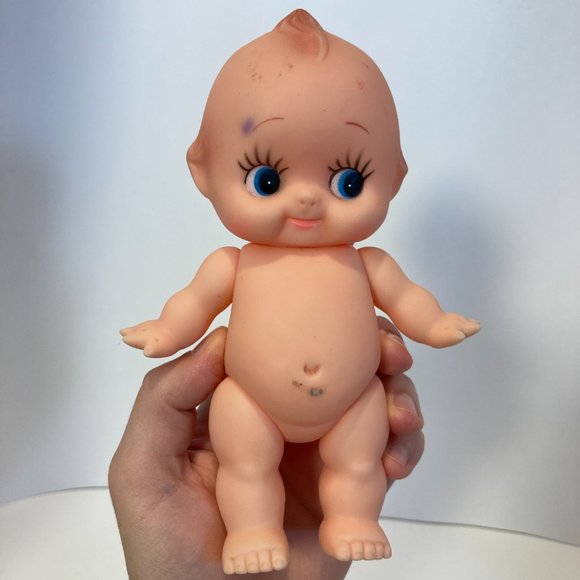 Vintage Kewpie Doll Soft Vinyl Rubber 7.5" moveable arm legs jointed Blue Eyes - Picture 6 of 15